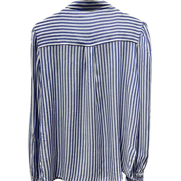 NWT Max Studio Blue and White Striped Casual Button Down Shirt - Picture 3 of 6